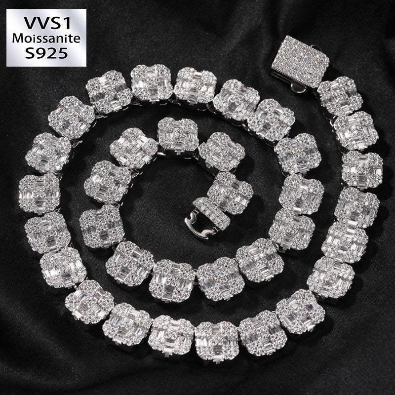 12mm Moissanite Cross Shape Rock Sugar Chain