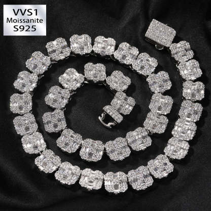 12mm Moissanite Cross Shape Rock Sugar Chain
