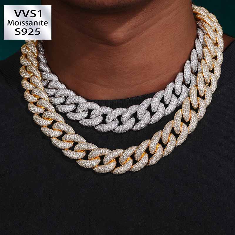 20mm Moissanite Pave 5-row Diamond Cuban Chain