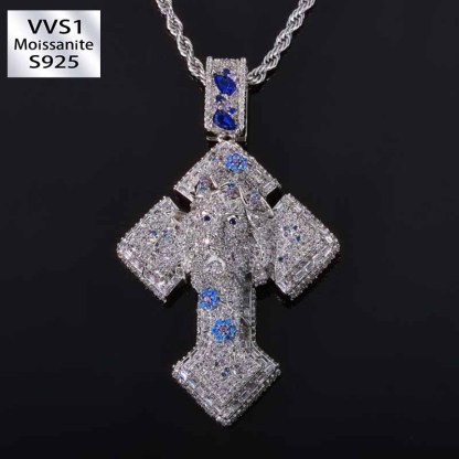 Moissanite Colorful Jesus Cross Pendant