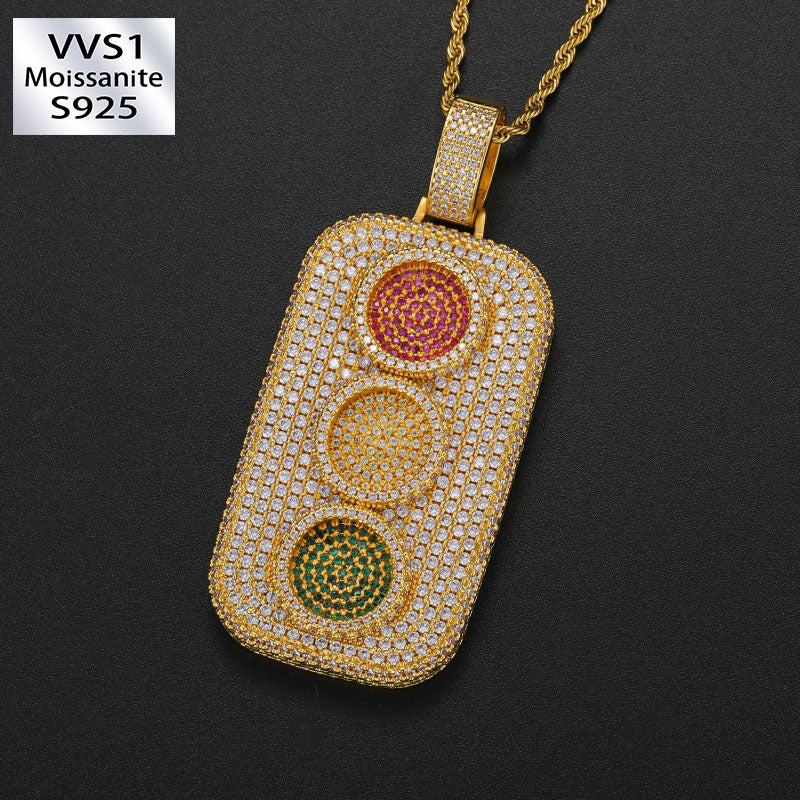Moissanite Creative Color Traffic Light Pendant