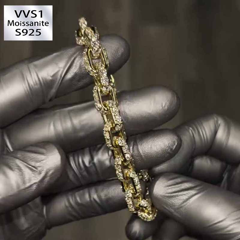 Moissanite Hip Hop Miami Box Clasp Bracelet