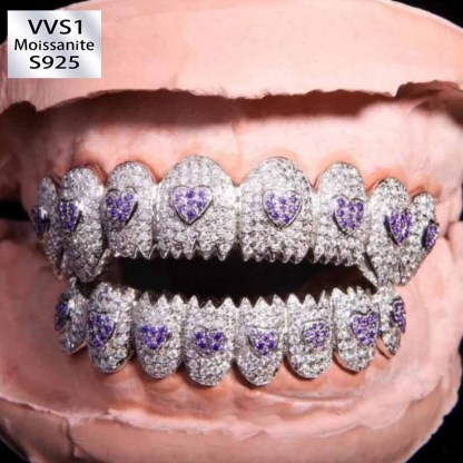 Moissanite Hip Hop Love Eight-tooth Grillz