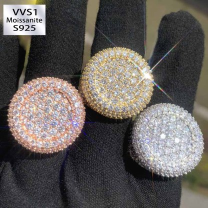 Moissanite Hip Hop Round Ring