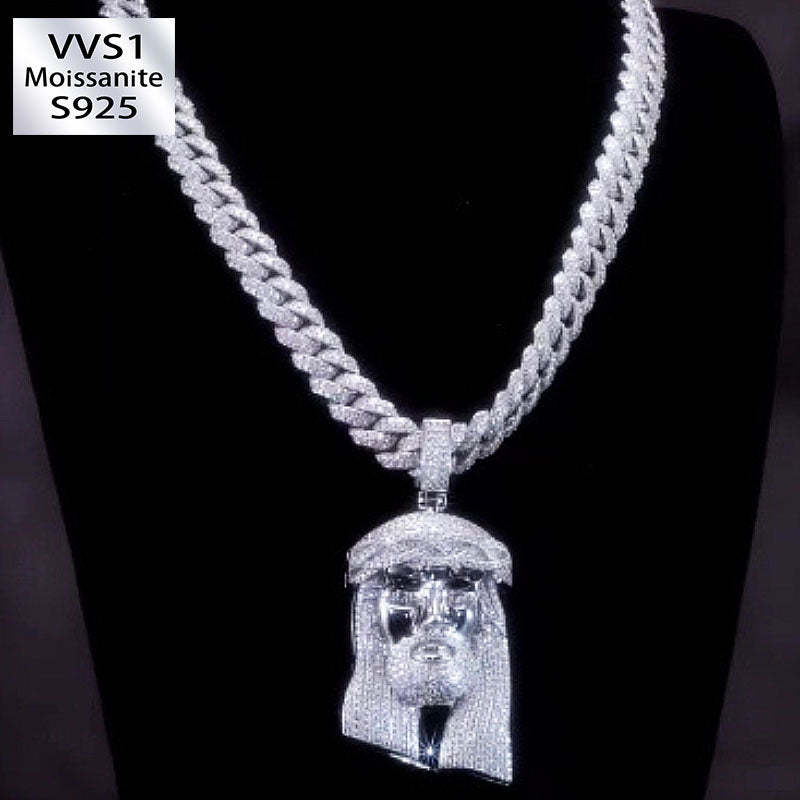 Moissanite Jesus Figure Pendant Set