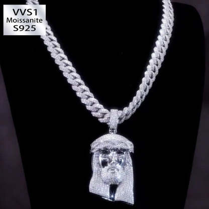 Moissanite Jesus Figure Pendant Set