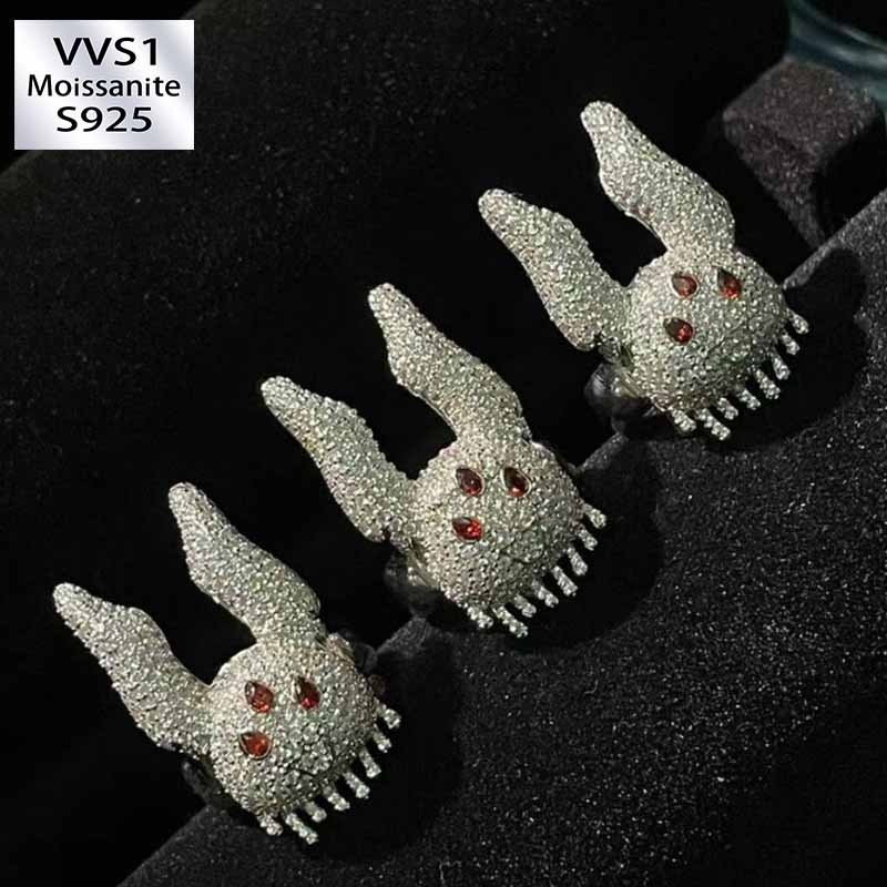 Moissanite Hip Hop Bunny Open Ring