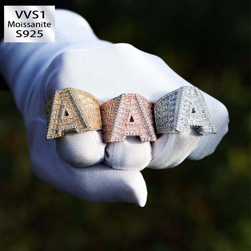 Moissanite Custom Letter Ring（Only one letter can be customized）