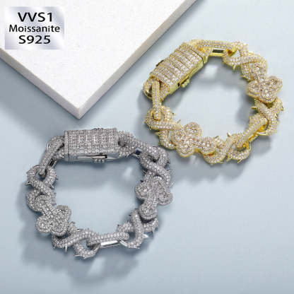 Moissanite Thorns Infinity Cross Cuban Bracelet
