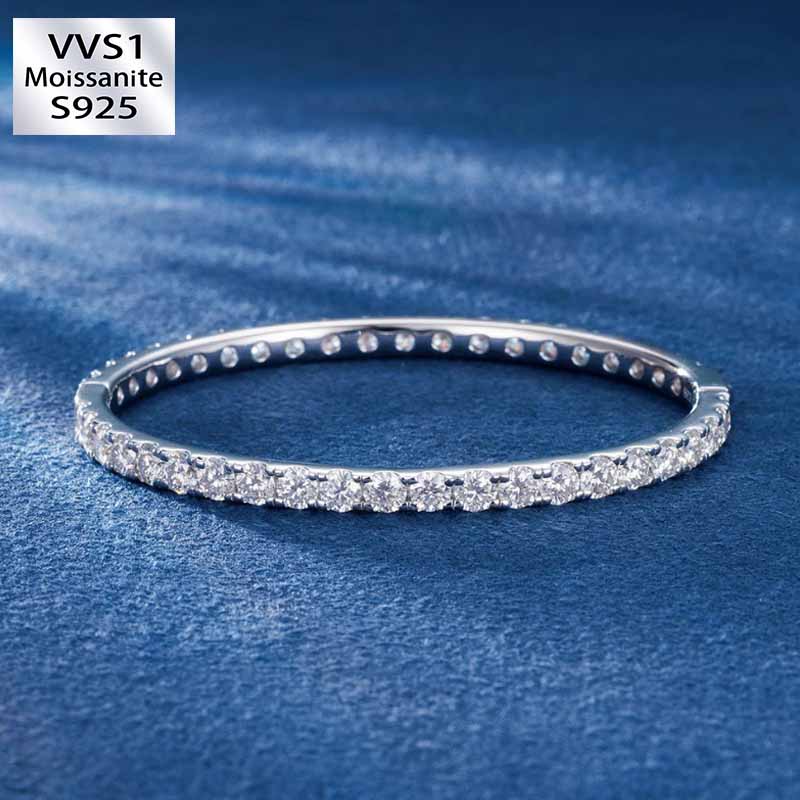 S925 Silver Moissanite 4mm Bangle Bracelet