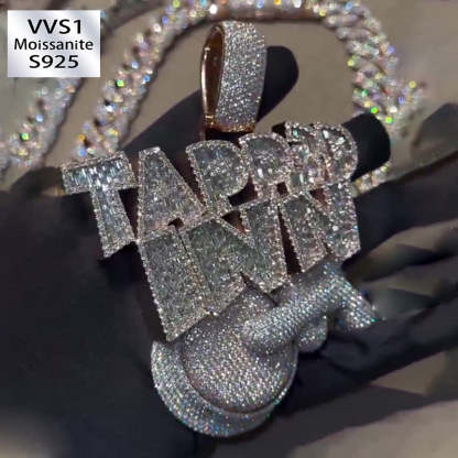 Moissanite New TAPP3D INN Two-tone Jadeite Cut Drop Pendant