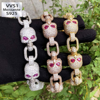 Moissanite Hip Hop Skull Bracelet
