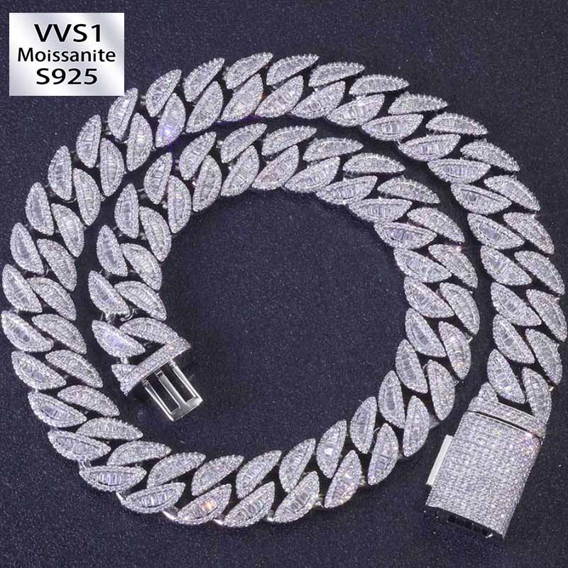 20mm Moissanite Mixed Inlay T Square Cuban Chain