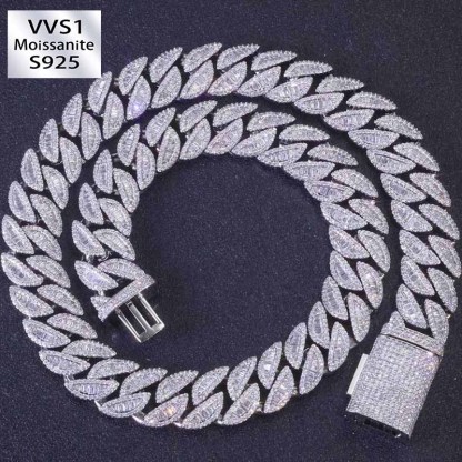 20mm Moissanite Mixed Inlay T Square Cuban Chain