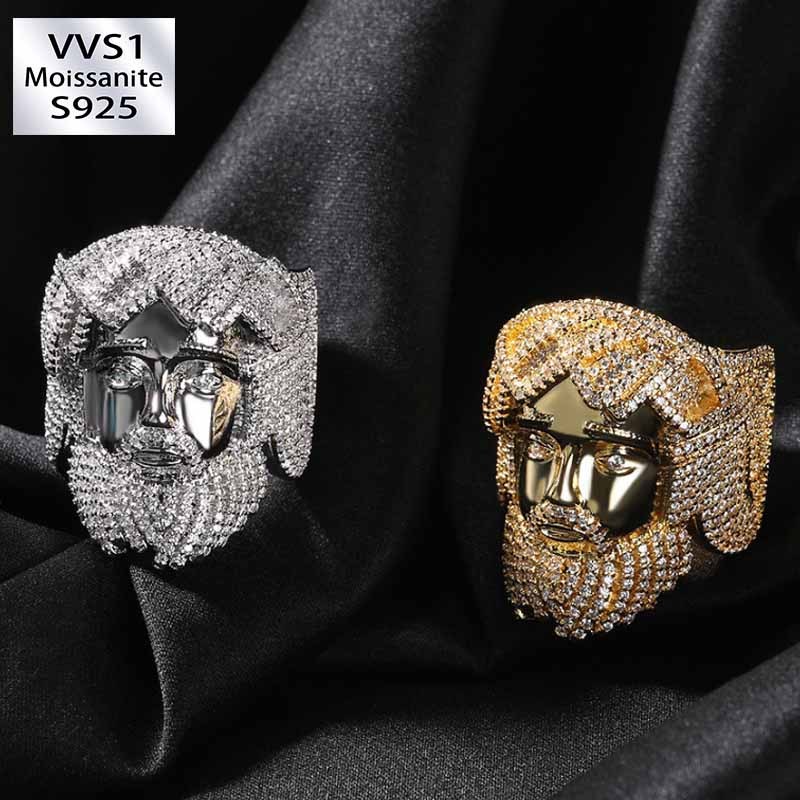 Moissanite Hip Hop Retro Jesus Portrait Ring