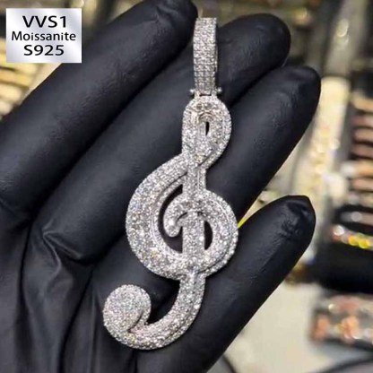 Moissanite Musical Note Pendant