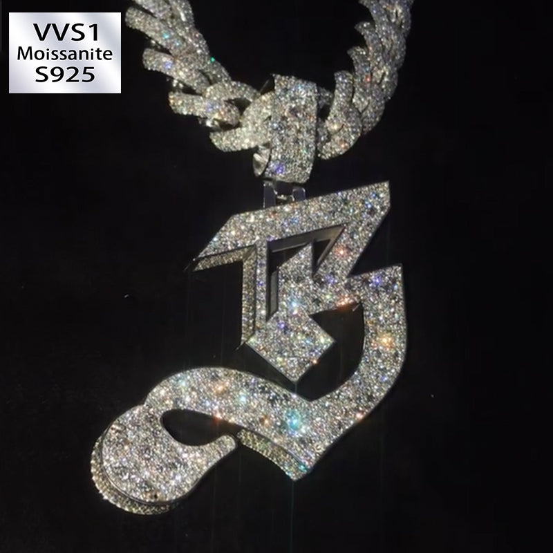 S925 Moissanite Letter 'B' Pendant