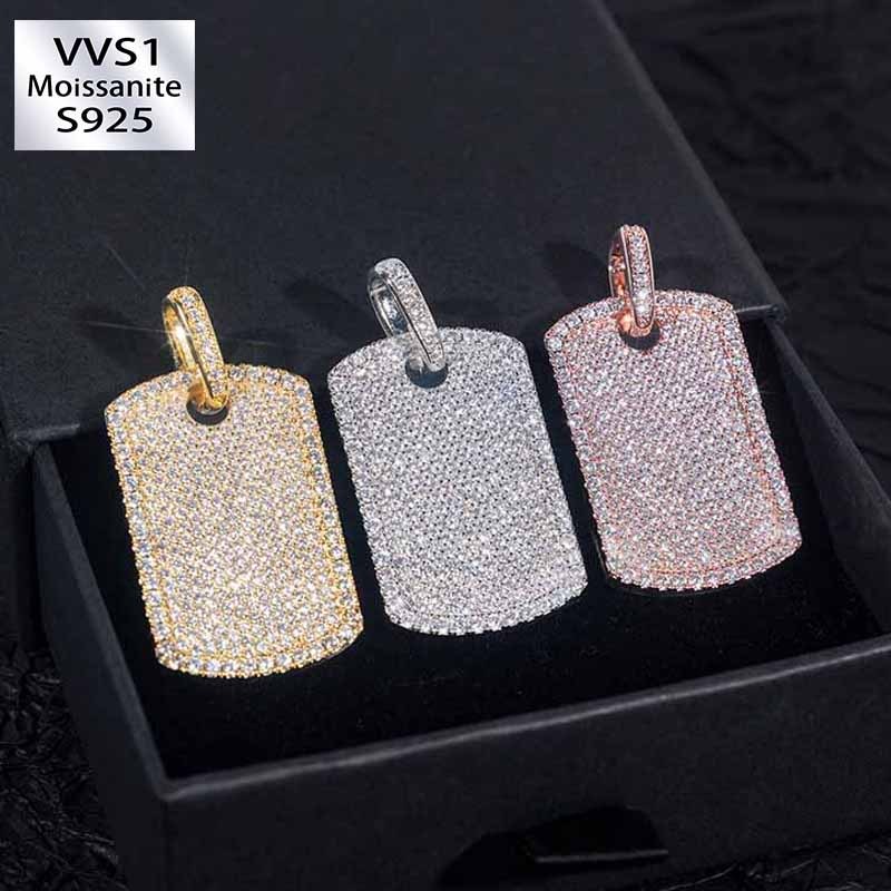 Moissanite Hip Hop Rectangular Pendant
