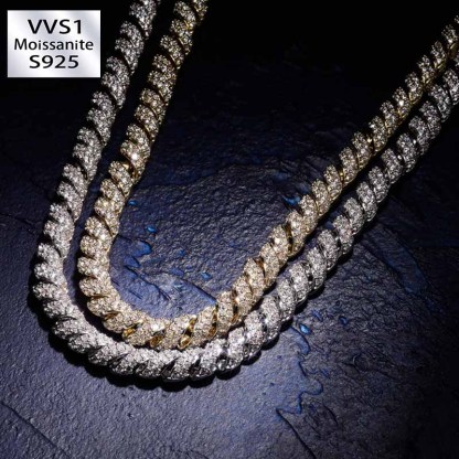 10mm Moissanite Ice Crystal Hemp Rope Chain