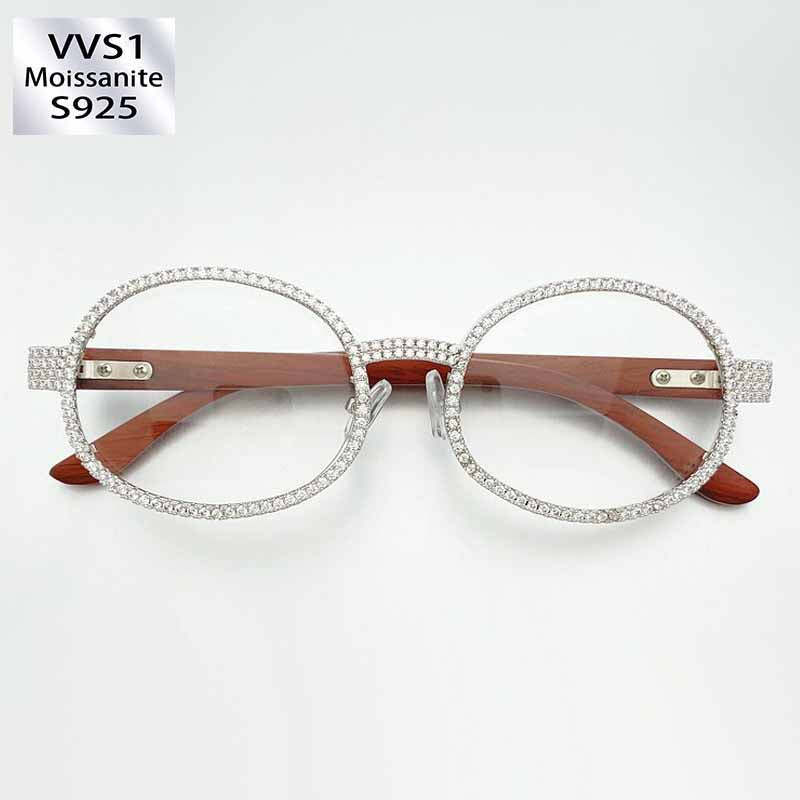 Moissanite Fashion Trend Wooden Temple Glasses