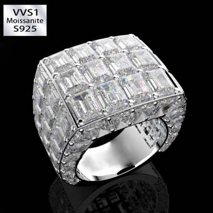 Asscher Cut Men's Chandelier Moissanite Ring