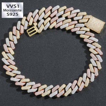 20mm Moissanite Hip Hop Tricolor Miami Diamond Cuban Chain