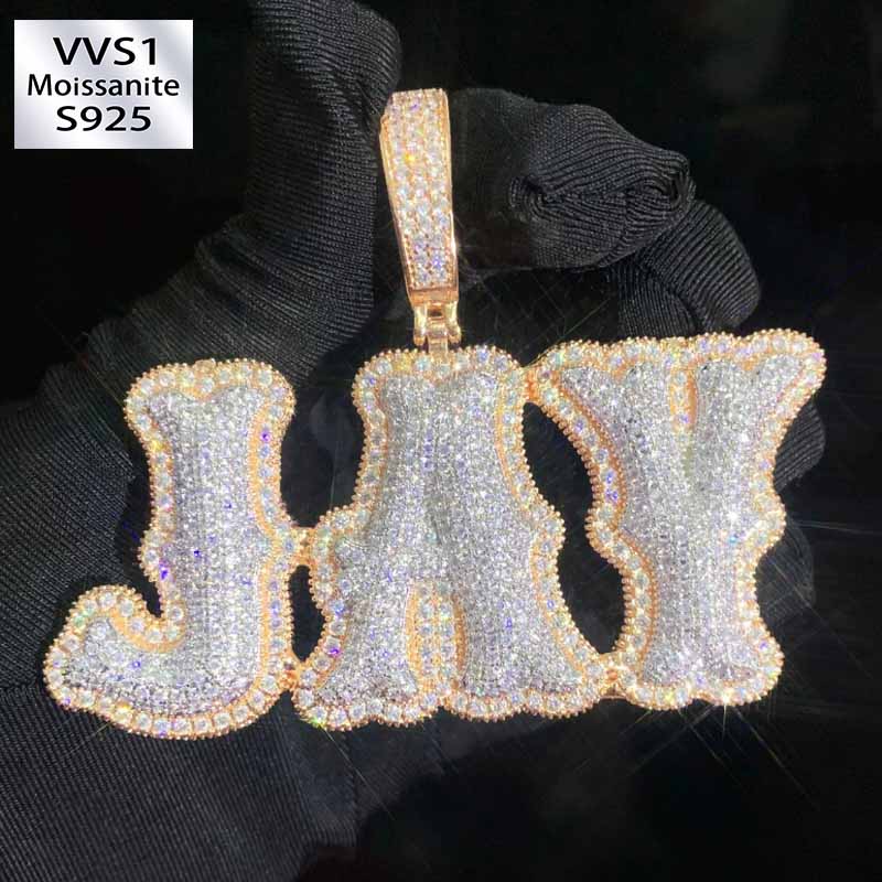 Moissanite Bone Joint Shape Letter Custom Pendant