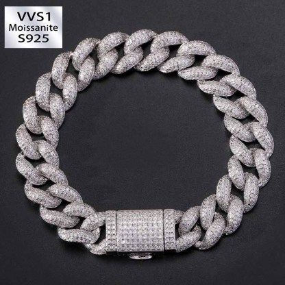 12mm Moissanite Bubble Micro inlay Cuban Bracelet
