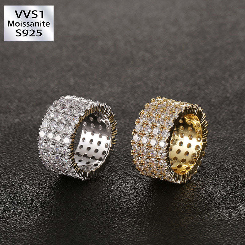 Moissanite Four Row Diamond Luxury Ring