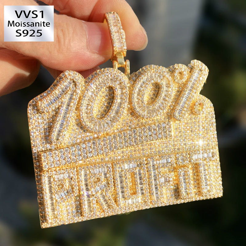 Moissanite Hip Hop 100% ”PROFIT“ Letter Pendant