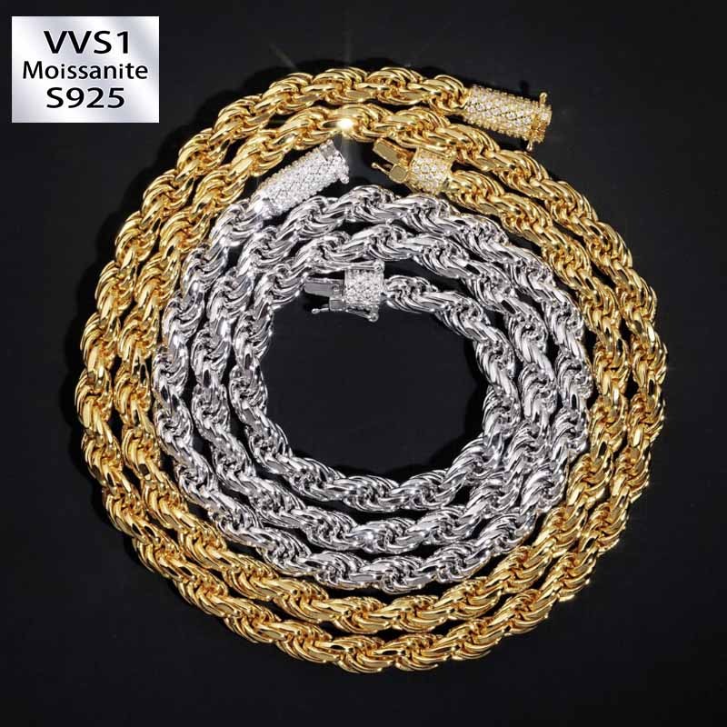 S925 6mm Moissanite Buckle Classic Twisted Chain
