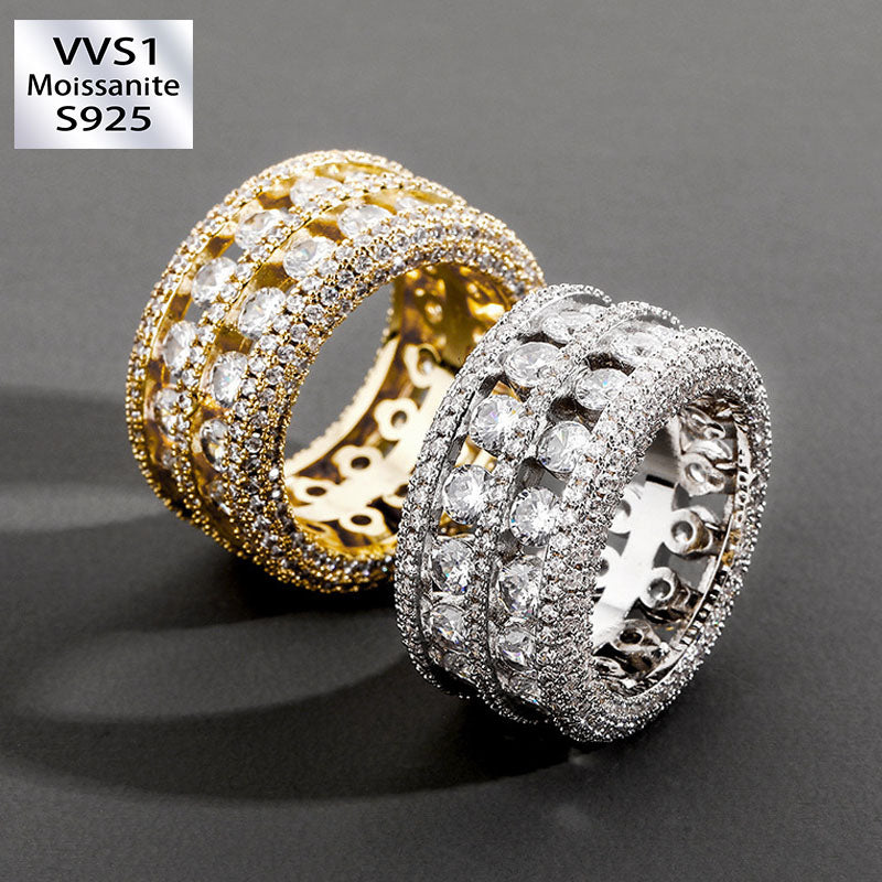 Moissanite Luxury Double Row Hollow Ring