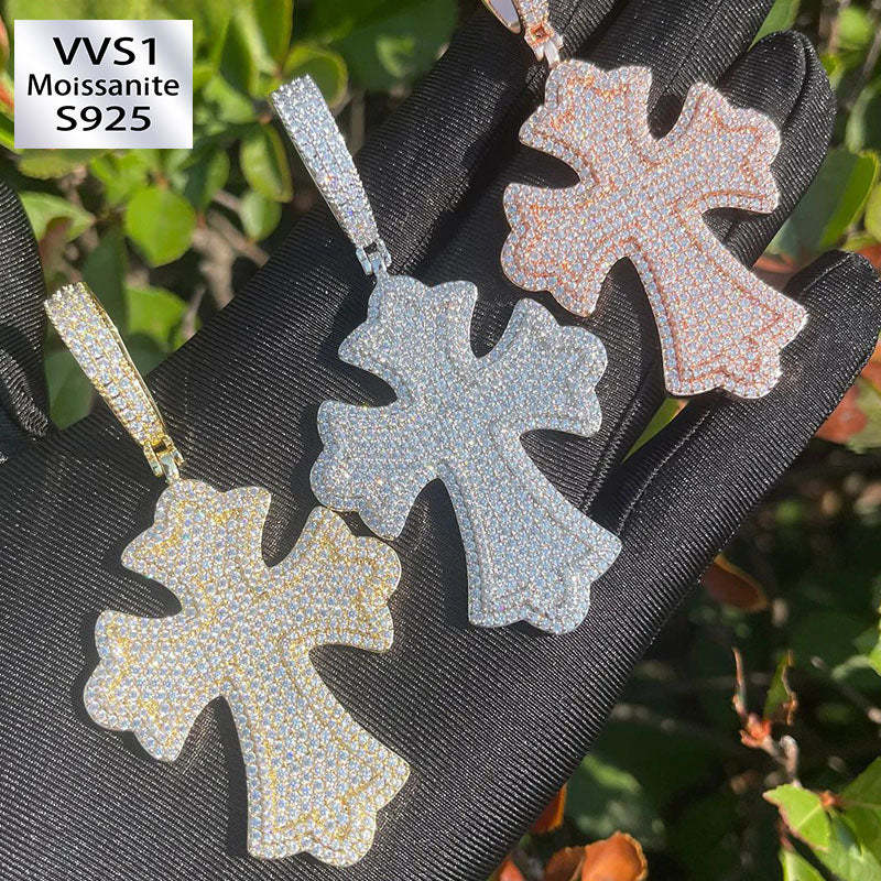 Moissanite Hip Hop Cross Pendant