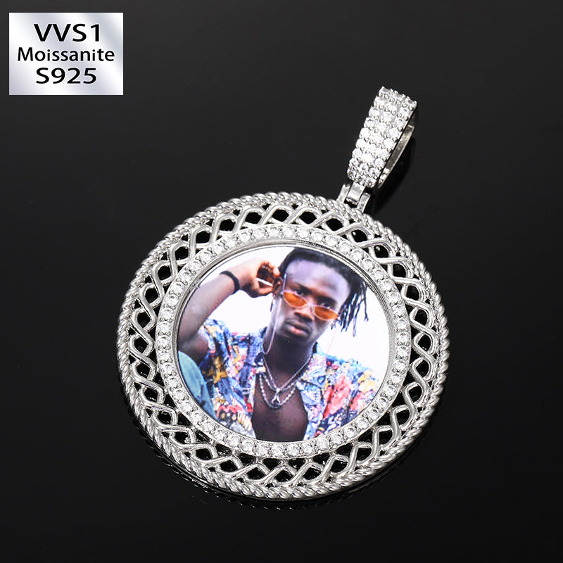 Moissanite hip-hop full diamond custom photo pendant
