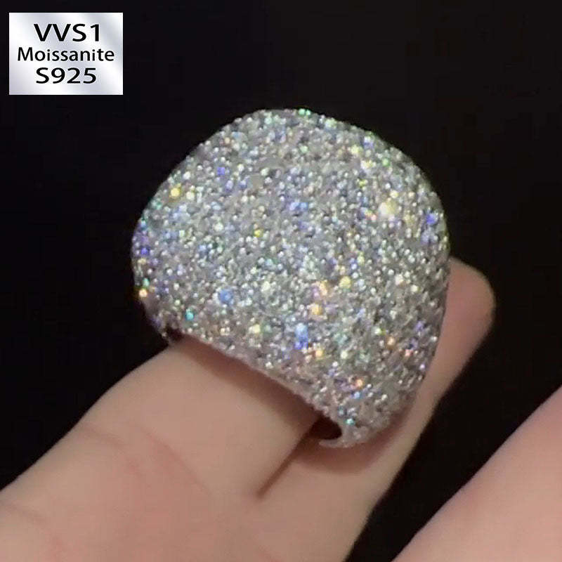 Moissanite Full of Diamond Square Ring