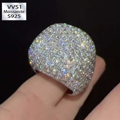 Moissanite Full of Diamond Square Ring