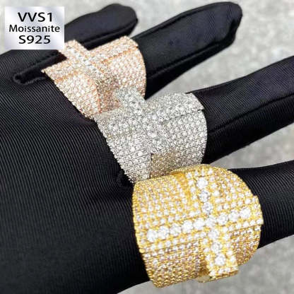 Moissanite Sleeve Cross Ring