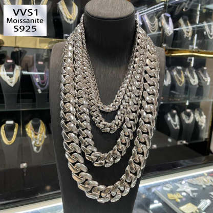 10/12/14/16/18/20/22mm Width Smooth White Gold Large Cuban Chain