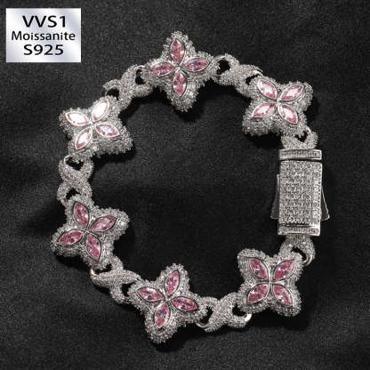 Moissanite Hip Hop Four Leaf Clover Infinity Bracelet