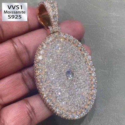 Custom Oval a Half Carat Center Stone Moissanite Setting Pendant