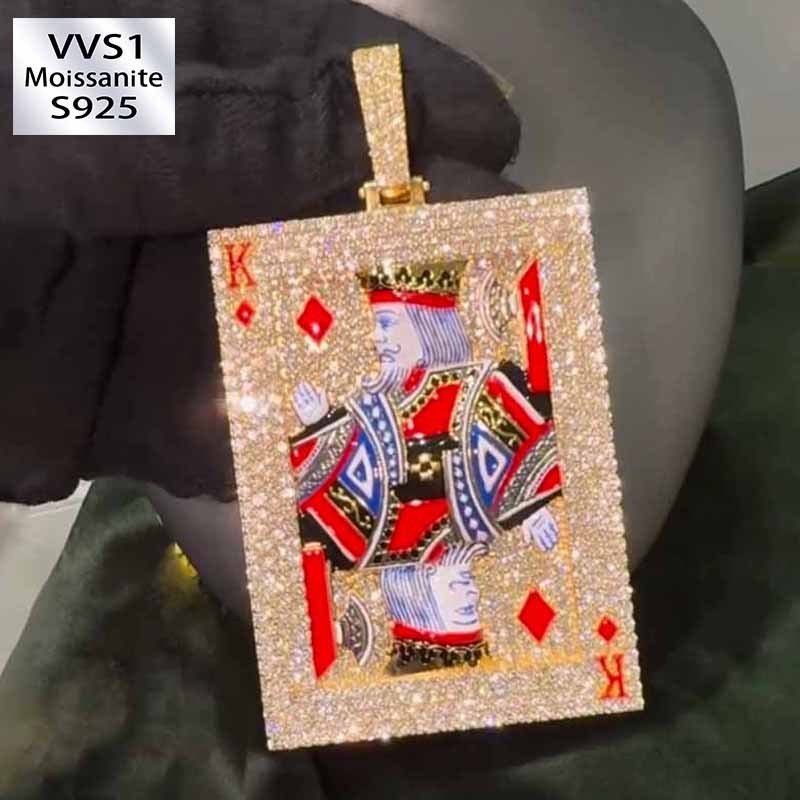 Custom King of Moissanite Enamel Pendant