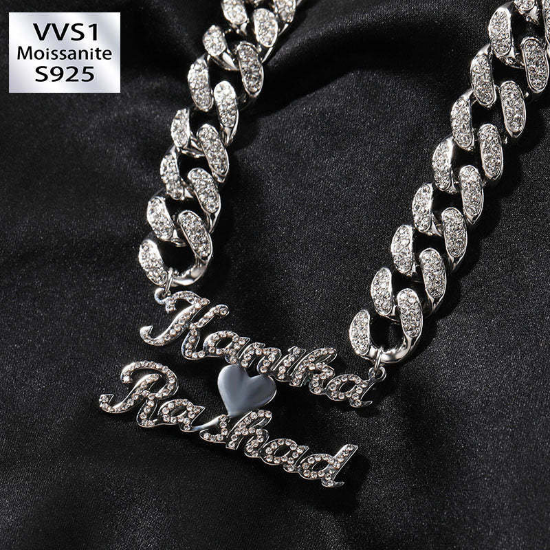 Moissanite can Customize Letter Cuban Chain