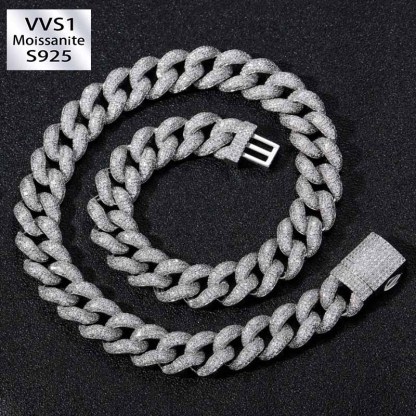 15mm Moissanite Bubble Micro inlay Cuban Chain