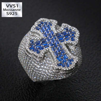 Moissanite Sapphire Cross Ring