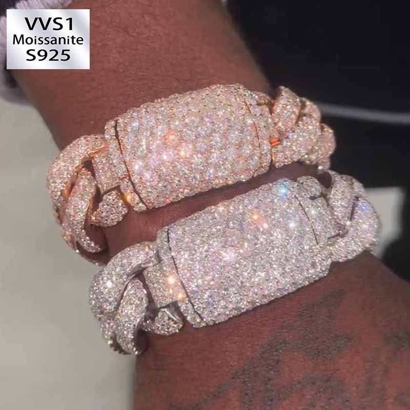 Moissanite Sparkling Cuban Bracelet