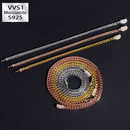 S925 4mm Moissanite Buckle Snake Bone Twist Chain