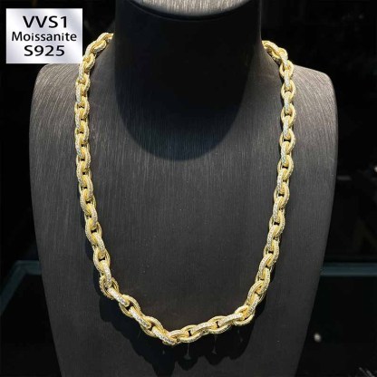 5mm Moissanite Cross Chain O-Link Necklace