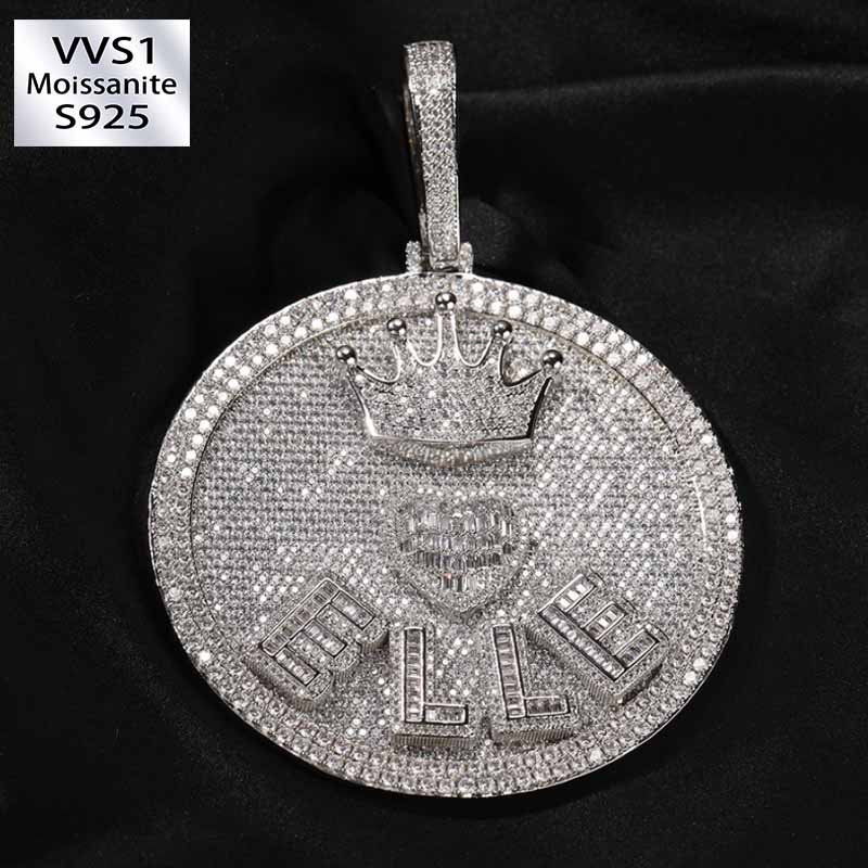 Moissanite Hip Hop Crown Love Letter Custom Pendant
