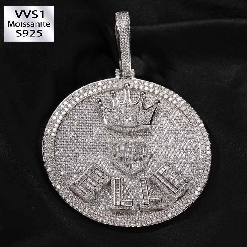 Moissanite Hip Hop Crown Love Letter Custom Pendant