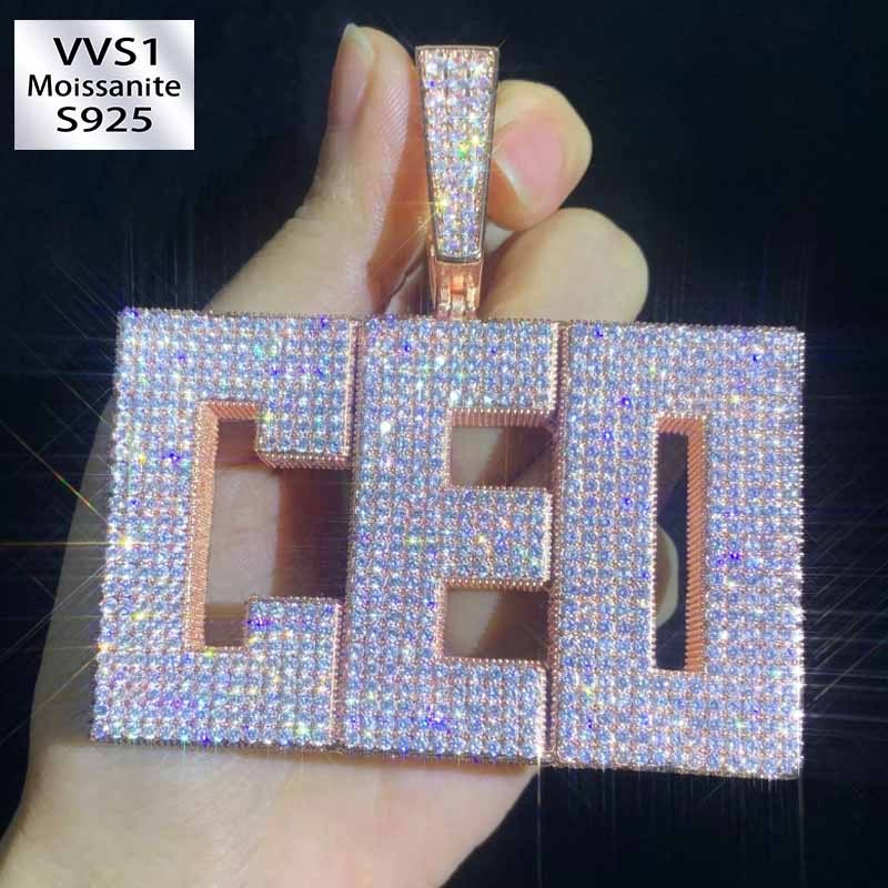 Moissanite Hip Hop Square Letter Custom Pendant